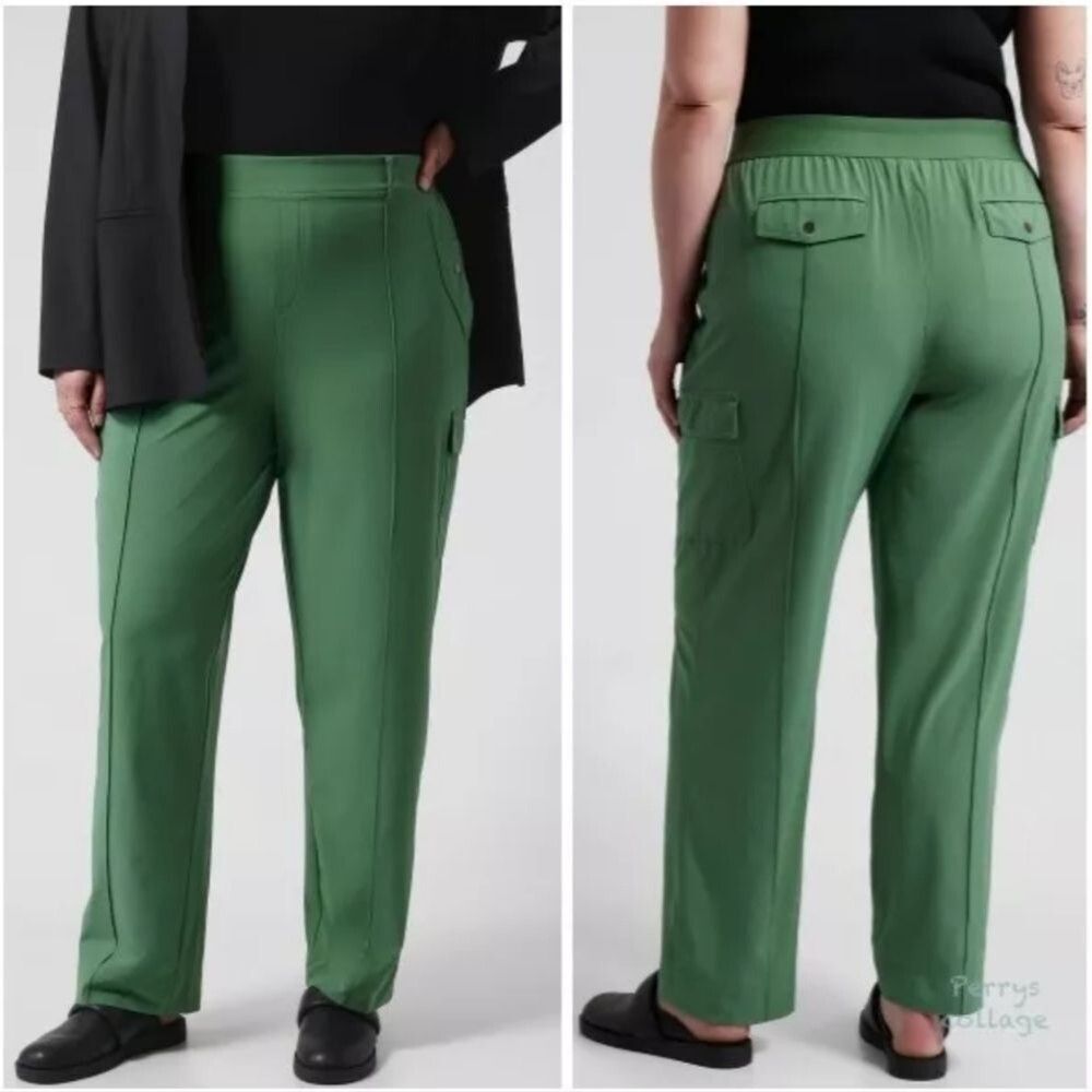 Athleta Vienna Cargo Pant Wide Leg green 14